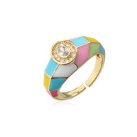 Nihaojewelry Wholesale Jewelry Fashion Colorful Dripping Open Gold-plated Copper Ring sku image 1