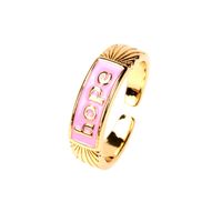 Nihaojewelry Wholesale Jewelry Creative Drip Enamel Letter Copper Gold-plated Ring sku image 2