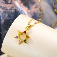 Wholesale Jewelry Six Pointed Star Colorful Zircon Titanium Steel Necklace Nihaojewelry sku image 1