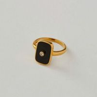 Nihaojewelry Wholesale Jewelry Retro Square Black 18k Gold-plated Stainless Steel Ring sku image 1