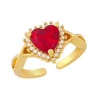 الجملة مجوهرات الذهب-مطلي القلب على شكل النحاس مطعمة الزركون حلقة مفتوحة Nihaojewelry sku image 3