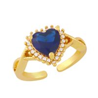 Wholesale Jewelry Gold-plated Heart-shaped Copper Inlaid Zircon Open Ring Nihaojewelry sku image 5