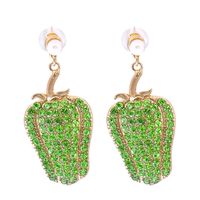 Wholesale Jewelry Vegetable Green Pepper Full Diamond Drop Earrings Nihaojewelry sku image 2