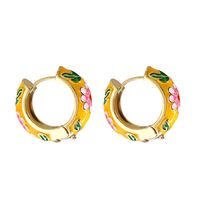 Großhandel Schmuck Blumenmuster Multicolor Kupfer Vergoldete Ohrringe Nihaojewelry sku image 4