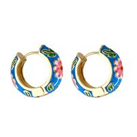 Vente En Gros Bijoux Motif Fleur Boucles D&#39;oreilles En Cuivre Plaqué Or Multicolore Nihaojewelry sku image 5