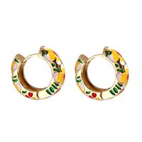 Vente En Gros Bijoux Motif Coeur Géométrique Boucles D&#39;oreilles Plaquées Or Cuivre Multicolore Nihaojewelry sku image 1