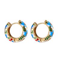 Wholesale Jewelry Geometric Heart Pattern Multicolor Copper Gold-plated Earrings Nihaojewelry sku image 2