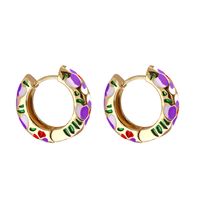 Wholesale Jewelry Geometric Heart Pattern Multicolor Copper Gold-plated Earrings Nihaojewelry sku image 3