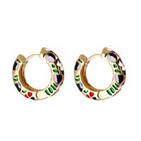 الجملة مجوهرات هندسية القلب نمط متعدد الألوان النحاس الذهب-مطلي الأقراط Nihaojewelry sku image 4