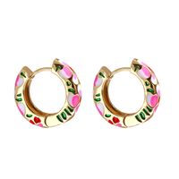 Wholesale Jewelry Geometric Heart Pattern Multicolor Copper Gold-plated Earrings Nihaojewelry sku image 5