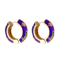 Wholesale Jewelry Geometric Flower Pattern Multicolor Copper Gold-plated Earrings Nihaojewelry sku image 4