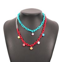 Wholesale Jewelry Colorful Chain Splicing Flower Pendant Necklace Nihaojewelry sku image 1