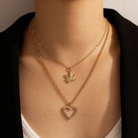 Wholesale Bijoux Nouveau Pendentif En Or Et Diamant Coeur De Cocotier Collier Multicouche Nihaojewelry main image 1