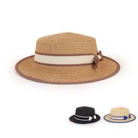 Nihaojewelry Edging Color Matching Bow Sunshade Parent-child Straw Hat Wholesale main image 1