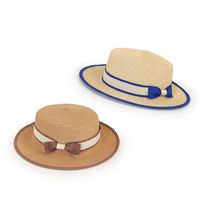 Nihaojewelry Edging Color Matching Bow Sunshade Parent-child Straw Hat Wholesale main image 5