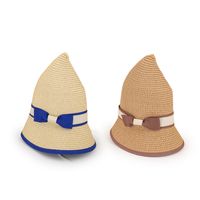 Nihaojewelry Edging Color Matching Bow Sunshade Parent-child Straw Hat Wholesale main image 4