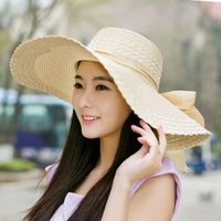 Nihaojewelry Bow Decor Big Eaves Sunscreen Straw Hat Wholesale main image 4