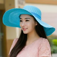 Nihaojewelry Bow Decor Big Eaves Sunscreen Straw Hat Wholesale main image 5