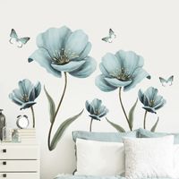 Nihaojewelry Großhandel Mode Blau Gemalte Blumen Schlafzimmer Veranda Wandaufkleber main image 1