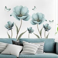 Nihaojewelry Wholesale Fashion Blue Painted Flowers Bedroom Porch Wall Stickers main image 3