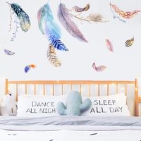 Nihaojewelry Wholesale Simple Color Feather Bedroom Wall Stickers main image 3