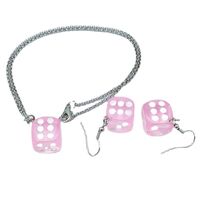 Nihaojewelry Wholesale Fashion Metal Chain Dice Pendant Earrings Necklace Set main image 3