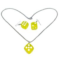 Nihaojewelry Wholesale Fashion Metal Chain Dice Pendant Earrings Necklace Set main image 4