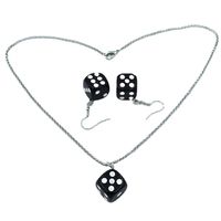 Nihaojewelry Wholesale Fashion Metal Chain Dice Pendant Earrings Necklace Set main image 5