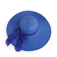 Nihaojewelry Fashion Solid Color Big Eaves Sunshadebowknot Straw Hat Wholesale sku image 1