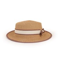 Nihaojewelry Edging Color Matching Bow Sunshade Parent-child Straw Hat Wholesale sku image 1