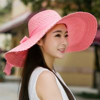 Nihaojewelry Bow Decor Big Eaves Sunscreen Straw Hat Wholesale sku image 4