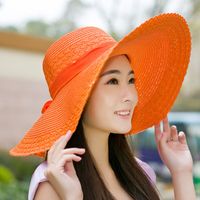 Nihaojewelry Bow Decor Big Eaves Sunscreen Straw Hat Wholesale sku image 8