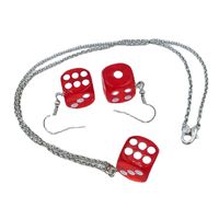 Nihaojewelry Wholesale Fashion Metal Chain Dice Pendant Earrings Necklace Set sku image 4