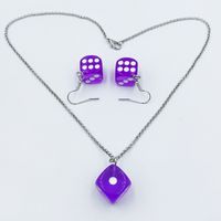 Nihaojewelry Wholesale Fashion Metal Chain Dice Pendant Earrings Necklace Set sku image 6