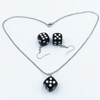 Nihaojewelry Wholesale Fashion Metal Chain Dice Pendant Earrings Necklace Set sku image 7