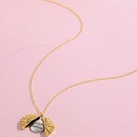 Nihaojewelry Schmuck Großhandel Sonnenblume Doppelbeschriftung Anhänger Halskette main image 5