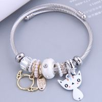 Nihaojewelry Wholesale Jewelry Fashion Metal Angel Cat Pendant Geometric Bracelet sku image 2