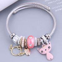 Nihaojewelry Wholesale Jewelry Fashion Metal Angel Cat Pendant Geometric Bracelet sku image 3