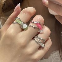 Nihaojewelry Wholesale Jewelry Fashion Color Beaded Contrast Color Metal Geometric Hollow Ring main image 2