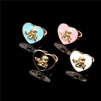 Nihaojewelry Wholesale Jewelry New Oil Drop Heart Angel Pattern Copper Ring main image 4