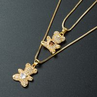 Wholesale Jewelry Cute Heart Bear Pendant Copper Zircon Necklace Nihaojewelry main image 3