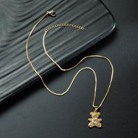 Wholesale Jewelry Cute Heart Bear Pendant Copper Zircon Necklace Nihaojewelry main image 4