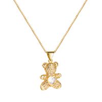 Wholesale Jewelry Cute Heart Bear Pendant Copper Zircon Necklace Nihaojewelry main image 6
