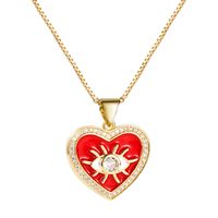 Wholesale Jewelry Multicolor Eye Heart Pendant Copper Zircon Necklace Nihaojewelry main image 3