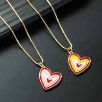 Wholesale Jewelry Simple Colorful Heart Shape Pendant Oil Dripping Necklace Nihaojewelry main image 1