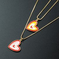 Großhandel Schmuck Einfache Bunte Herzform Anhänger Öl Tropfende Halskette Nihaojewelry main image 3