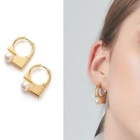 Nihaojewelry Wholesale Jewelry Retro Geometric Pearl Copper Stud Earrings main image 1