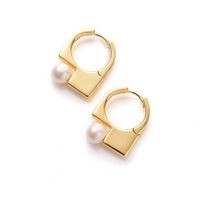 Nihaojewelry Wholesale Jewelry Retro Geometric Pearl Copper Stud Earrings main image 6