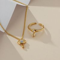 Wholesale Jewelry Water Drop Shape Opal Copper Ring Necklace Set Nihaojewelry main image 5