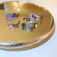Nihaojewelry Wholesale Jewelry Fashion Heart Copper Inlaid Zircon Ring main image 1